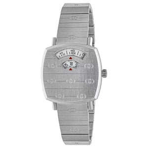 Buy Shop Gucci Grip Quartz Silver Dial Silver Steel Strap Watch For Men - YA157501 USA Online