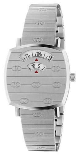 Buy Shop Gucci Grip Quartz Silver Dial Silver Steel Strap Watch For Men - YA157501 USA Online