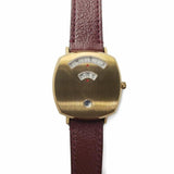 Gucci Grip Quartz Yellow Gold Dial Maroon Leather Strap Watch For Women - YA157405