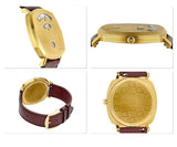 Gucci Grip Yellow Gold Dial Maroon Leather Strap Unisex Watch - YA157411