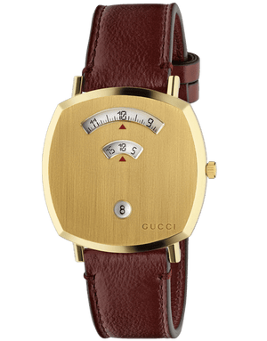 Buy Shop Gucci Grip Yellow Gold Dial Maroon Leather Strap Unisex Watch - YA157411 USA Online