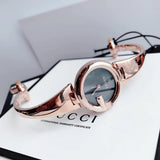 Buy Shop Gucci Guccissima Collection Quartz Black Dial Rose Gold Steel Strap Watch For Women - YA134509 USA Online