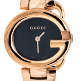 Buy Shop Gucci Guccissima Collection Quartz Black Dial Rose Gold Steel Strap Watch For Women - YA134509 USA Online