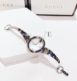 Buy Shop Gucci Guccissima Diamonds Mother of Pearl Dial Silver Steel Strap Watch For Women - YA134303 USA Online