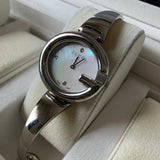 Buy Shop Gucci Guccissima Diamonds Mother of Pearl Dial Silver Steel Strap Watch For Women - YA134303 USA Online