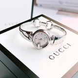 Buy Shop Gucci Guccissima Diamonds Mother of Pearl Dial Silver Steel Strap Watch For Women - YA134303 USA Online