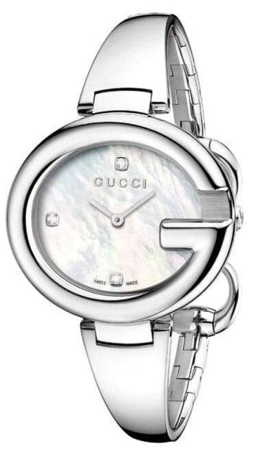 Buy Shop Gucci Guccissima Diamonds Mother of Pearl Dial Silver Steel Strap Watch For Women - YA134303 USA Online