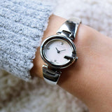 Buy Shop Gucci Guccissima Diamonds Mother of Pearl Dial Silver Steel Strap Watch For Women - YA134504 USA Online