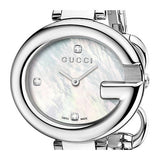 Buy Shop Gucci Guccissima Diamonds Mother of Pearl Dial Silver Steel Strap Watch For Women - YA134504 USA Online