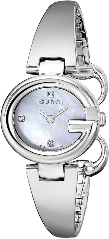Buy Shop Gucci Guccissima Diamonds Mother of Pearl Dial Silver Steel Strap Watch For Women - YA134504 USA Online