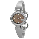 Buy Shop Gucci Guccissima Quartz Diamonds Brown Dial Silver Steel Strap Watch For Women - YA134503 USA Online