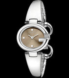 Buy Shop Gucci Guccissima Quartz Diamonds Brown Dial Silver Steel Strap Watch For Women - YA134503 USA Online
