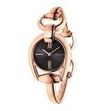 Buy Shop Gucci Horsebit Collection Black Dial Rose Gold Steel Strap Watch For Women - YA139507 USA Online