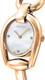 Buy Shop Gucci Horsebit Collection Diamonds Mother of Pearl Dial Rose Gold Steel Strap Watch For Women - YA139508 USA Online