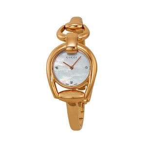 Buy Shop Gucci Horsebit Collection Diamonds Mother of Pearl Dial Rose Gold Steel Strap Watch For Women - YA139508 USA Online