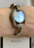 Buy Shop Gucci Horsebit Collection Diamonds Mother of Pearl Dial Silver Steel Strap Watch For Women - YA139505 USA Online