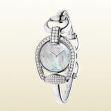 Buy Shop Gucci Horsebit Collection Diamonds Mother of Pearl Dial Silver Steel Strap Watch For Women - YA139505 USA Online