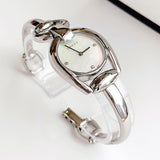 Buy Shop Gucci Horsebit Collection Diamonds Mother of Pearl Dial Silver Steel Strap Watch For Women - YA139506 USA Online