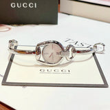 Buy Shop Gucci Horsebit Collection Diamonds Mother of Pearl White Dial Silver Steel Strap Watch For Women - YA139504 USA Online