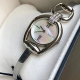 Buy Shop Gucci Horsebit Collection Diamonds Mother of Pearl White Dial Silver Steel Strap Watch For Women - YA139504 USA Online