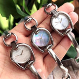 Buy Shop Gucci Horsebit Collection Diamonds Mother of Pearl White Dial Silver Steel Strap Watch For Women - YA139504 USA Online