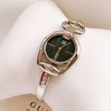 Buy Shop Gucci Horsebit Collection Mother of Pearl Black Dial Silver Steel Strap Watch For Women - YA139503 USA Online