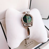 Buy Shop Gucci Horsebit Collection Mother of Pearl Black Dial Silver Steel Strap Watch For Women - YA139503 USA Online