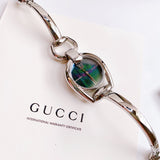Buy Shop Gucci Horsebit Collection Mother of Pearl Black Dial Silver Steel Strap Watch For Women - YA139503 USA Online