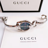 Buy Shop Gucci Horsebit Collection Mother of Pearl Black Dial Silver Steel Strap Watch For Women - YA139503 USA Online