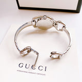 Buy Shop Gucci Horsebit Collection Mother of Pearl Black Dial Silver Steel Strap Watch For Women - YA139503 USA Online