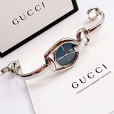 Buy Shop Gucci Horsebit Collection Mother of Pearl Black Dial Silver Steel Strap Watch For Women - YA139503 USA Online