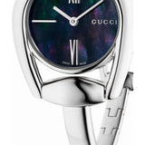 Buy Shop Gucci Horsebit Collection Mother of Pearl Black Dial Silver Steel Strap Watch For Women - YA139503 USA Online