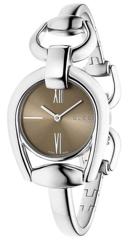 Buy Shop Gucci Horsebit Collection Quartz Brown Dial Silver Steel Strap Watch For Women - YA139501 USA Online