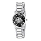 Gucci G Timeless Quartz Diamonds Black Dial Silver Steel Strap Watch For Women - YA1265024