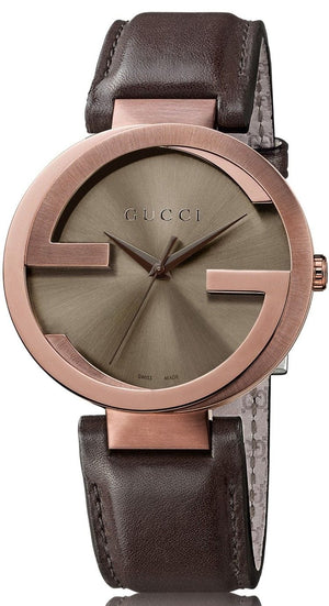 Buy Shop Gucci Interlocking Brown Dial Brown Leather Strap Watch For Women - YA133309 USA Online
