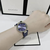 Buy Shop Gucci Interlocking G Blue Dial Blue Leather Strap Watch For Women - YA133322 USA Online