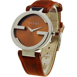 Buy Shop Gucci Interlocking G Brown Dial Brown Leather Strap Watch For Women - YA133319 USA Online