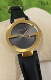 Buy Shop Gucci Interlocking G Grammy Special Edition Black Dial Black Leather Strap Watch for Women - YA133312 USA Online