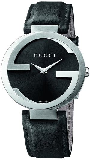 Buy Shop Gucci Interlocking G Iconic Black Dial Black Leather Strap Watch For Men - YA133205 USA Online