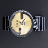 Buy Shop Gucci Interlocking G Quartz Gold Dial Black Steel Strap Watch For Women - YA133314 USA Online