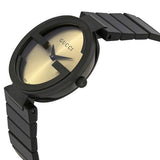 Buy Shop Gucci Interlocking G Quartz Gold Dial Black Steel Strap Watch For Women - YA133314 USA Online