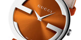 Buy Shop Gucci Interlocking G Quartz Orange Dial Orange Leather Strap Watch For Women - YA133316 USA Online