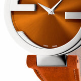 Buy Shop Gucci Interlocking G Quartz Orange Dial Orange Leather Strap Watch For Women - YA133316 USA Online