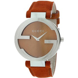 Buy Shop Gucci Interlocking G Quartz Orange Dial Orange Leather Strap Watch For Women - YA133316 USA Online