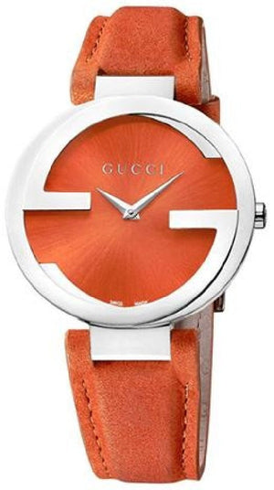 Buy Shop Gucci Interlocking G Quartz Orange Dial Orange Leather Strap Watch For Women - YA133316 USA Online
