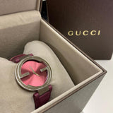 Buy Shop Gucci Interlocking G Quartz Pink Dial Pink Leather Strap Watch For Women - YA133321 USA Online