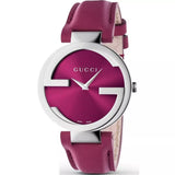 Buy Shop Gucci Interlocking G Quartz Pink Dial Pink Leather Strap Watch For Women - YA133321 USA Online
