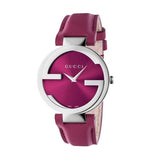 Buy Shop Gucci Interlocking G Quartz Pink Dial Pink Leather Strap Watch For Women - YA133321 USA Online