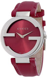 Buy Shop Gucci Interlocking G Quartz Pink Dial Pink Leather Strap Watch For Women - YA133321 USA Online