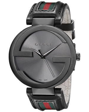 Buy Shop Gucci Interlocking G XL Black Dial Red & Green Leather Strap Watch For Men - YA133206 USA Online